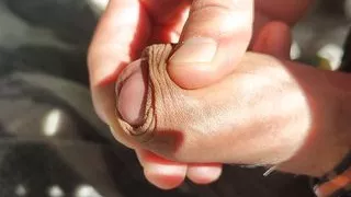 Uncut Close up jerk off and cum