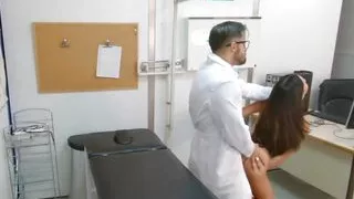 Perverted old gynecologist fucks 18 years old petite teen virgin