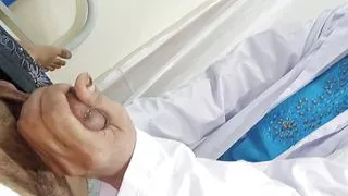 Doctor girlfriend enjoys fucking cowgirl style with Indian big cock on patient's bed, Hindi porn Desi Doctor series