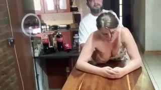 Pussy Eating a Barlady with Small Boobs