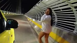 doing nude flashing and walking naked around the streets before fucking outside outdoor in the road