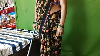 The lonely maid was inserting a wiper in her pussy in the owner's room. The owner came and fucked her with Hindi voice.