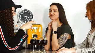 A pathetic tiny dick gets a break with a double blowjob