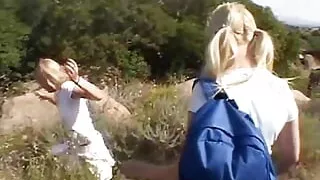 POV teen lesbian threesome