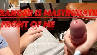Jerking off a strangers cock in an airport lounge - super risky