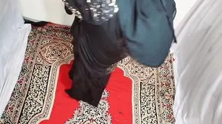 Arabic sexy hot girl wearing black hijab in house doing sensual dance, Desi Indian slut Amrozia shaking tits and ass on Arabic music