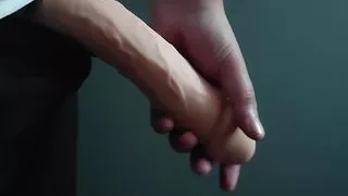 Young amateur masturbates with monstrous penis