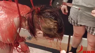 Bound suspended waxed anal fuck sub