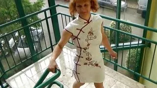 Slave in Party Dress Fucked in Mouth on Unifloor