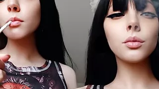 Goth Girl Smoking CLOSE UP (ask me for full vid)