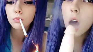 Adorable Anime Egirl Smoking and Teasing your cock (ask me for full vid)