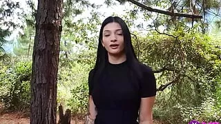 Offering Cash to Sexy Girl in the Forest in Exchange for Sex - Salome Gil