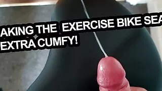 Making the Exercise Bike Seat Extra CUMfy - with my Creamy Load!!
