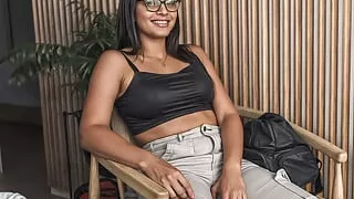 Nerdy highschool latin teen with glasses turns the casting set on FIRE!!!