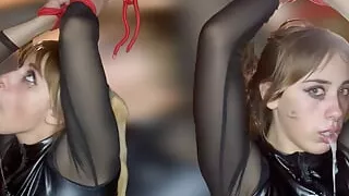 Hard Sloppy Face Fuck Deep, Oral Creampie Bondage