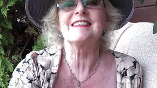 Auntjudys - 66yo Hairy Mature GILF Mrs. Claire Sucks Your Cock in the Garden (pov)