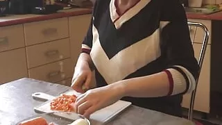 Naughty Wife Nude in the Kitchen