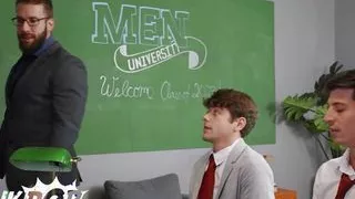 TWINKPOP - College Dean Morgxn Thicke Watches Joey Mills Suck Luke Connors' Big Dick, Then Leaves Them To It