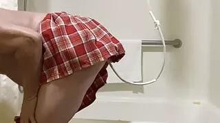 Mini skirt enema inflation