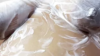 Neighbor Aunty Orgasms Many Times, When i give her Sensual Boobs Massage With Soap!