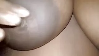 Ebony Touching Her Busty Horny Breast