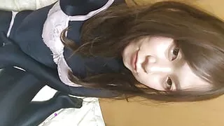 A cute man's step daughter masturbates in full-body tights raw clothes