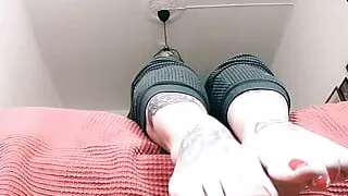 Foot fetish by the window