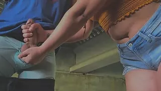 Ballbusting Blowjob with a Home-less Man