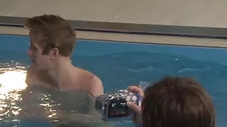 Gay dudes fuck by the swimming pool