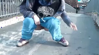 Fetish babe pissing in public