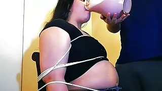 Fat Nicole gets Bloated by her Feeder