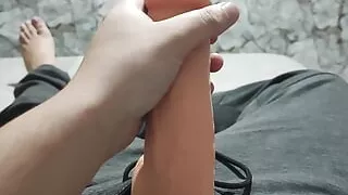 Amateur twink with big cock masturbating