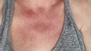 Naughty American woman smoking outside with her pussy out