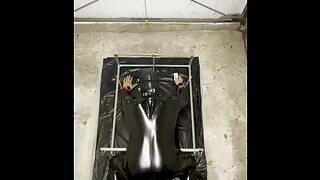 Pegging on attached latex submissive