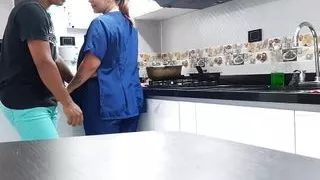 I convince the employee to fuck in the kitchen. Part 1