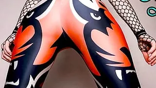 PAWG in Spandex Leggings Spanked Her Ass and Rode a Big Ribbed Dildo