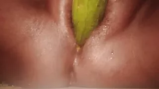 Indian wife fucked pussy with cucumber