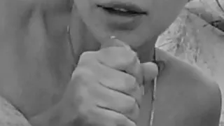 I jerk off my stepbrother on the beach until he cums. I swallow it all!