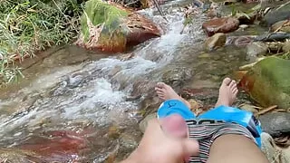 I Fuck a Stranger Hard in the Forest While She Watches Me From the Rock and I End up Giving Her a Nice Fuck with My Huge Cock