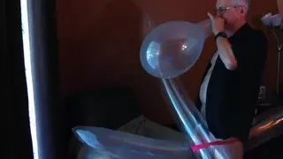 118) Two Long and One Med Round Clear Balloon Jerk and Pop!