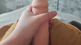 Young amateur  with 22 cm penis masturbating alone in his room