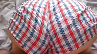 Convinced my step sister to have sex and fucked her without taking off my shorts