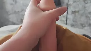 Young amateur  with 22 cm penis masturbating alone in his room