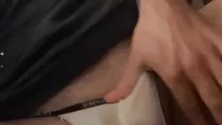 Dude's wet thong. Wank