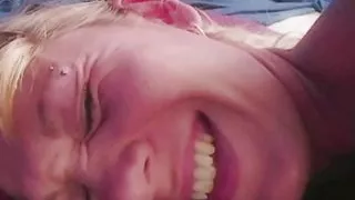 Spanking the Ass After a Great Riding of the Slutty Blonde on the Guys Cock