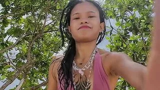 Beauty Speech and Introducing Huge Dildo After Having Fun Outside