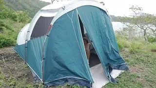 Had Fun with a Stranger's Big Dick in Tent While My Husband Was Away