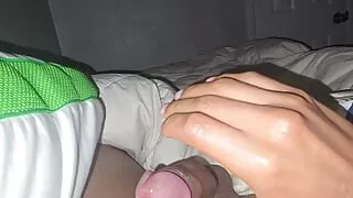 Latino boy Jerking off his dick in his bed room hark cock Lubricacated