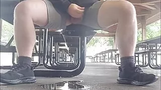 Cum and piss in a very public location.