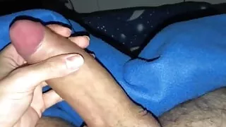 Jerking off my huge cock during night